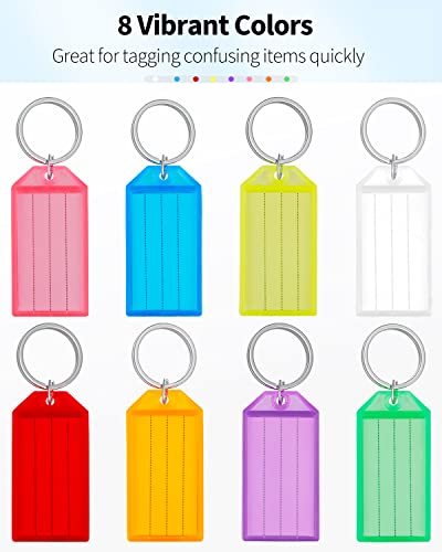 Uniclife 40 Pack Tough Plastic Key Tags With Split Ring Label Window, Assorted Colors #TOP1