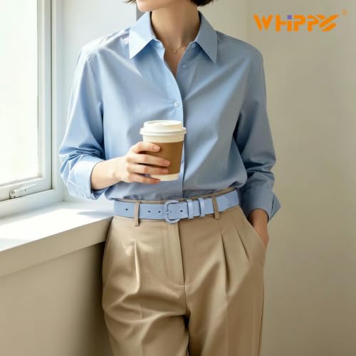 Image of WHIPPY Women Leather Belt for Jeans Pants Dresses Black Ladies Waist Belt with Pin Buckle
