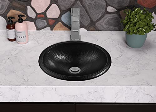 Monarch Abode 19103 Matte Black Hand Hammered Oval Drop-In Bathroom Vanity Sink thumb #4