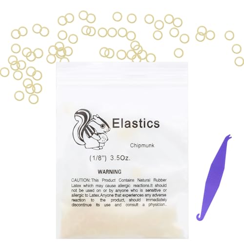 VEGCOO 1000 Pcs Orthodontic Elastic Rubber Bands, 1/8", Braces Teeth with 10 Pcs Placers Braces Teeth Accessory, Dental Orthodontic Elastics Dentist Braids Braces Teeth Gap (Eichhörnchen)