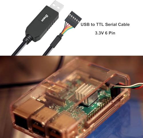 Image of DTECH USB to TTL Serial Cable 3.3V 6 Pin UART Adapter Debug Cord Compatible with Windows 11 10 8 7 Linux MAC OS Genuine FT232RL Chip 6Pin 3v3 Level Signal 2.54mm Dupont Female Header (1M)