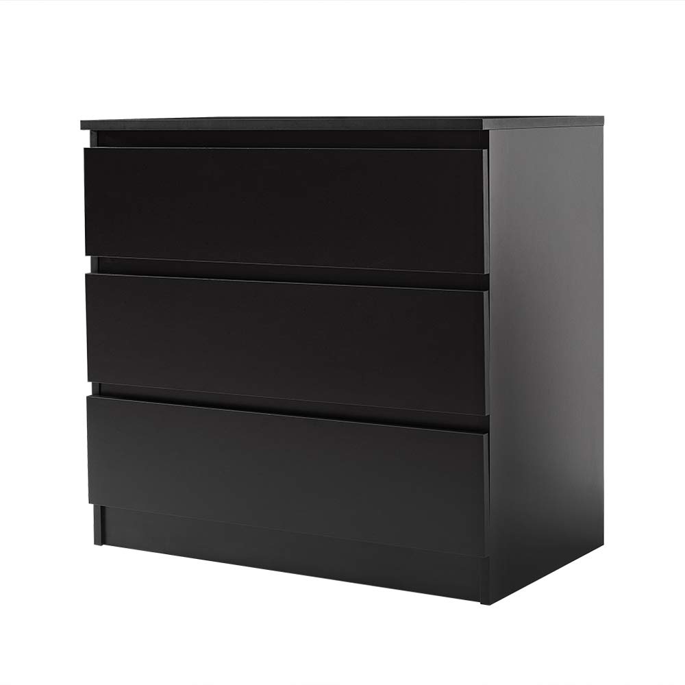 Panana Wooden 3/4/5/6 Chest Of Drawers with Metal Runner Modern Bedroom Bedside Storage Cabinet Unit for Hallway Living Room (Black, 40D x 70W x 66.3H cm)