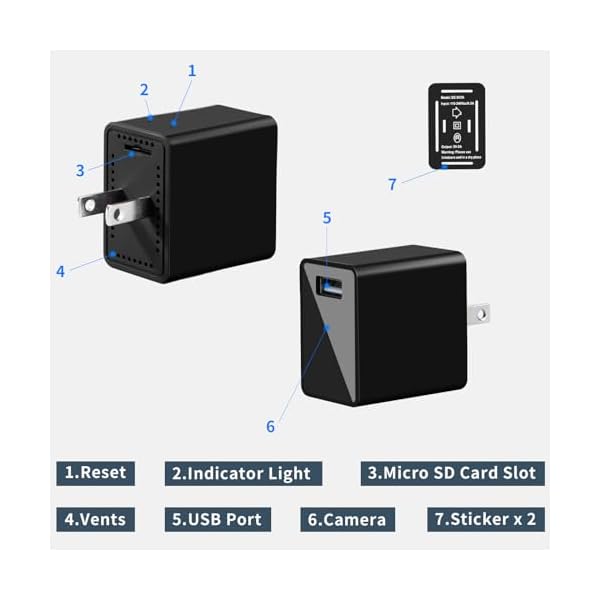 ARMTUBOB Hidden Camera, Hidden Spy Camera Charger with Remote View, FHD 1080P Mini Wireless USB Charger Camera, 140 Degree Wide Angle Nanny Cam for Home and Office Surveillance - Image 7