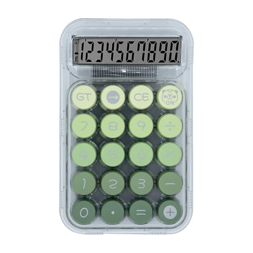 電卓 おしゃれ 10桁 電卓 かわいい 計算機 ミニ グリーン 透明 丸ボタン 機械式 持ち運び便利 滑り止め 日常/オフィス/学校/税金会計/商売用 文房具用品のサムネイル