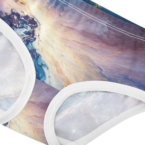 Cotton Girls Underwear Toddler Painting Cosmic Galaxy Swirling Blue Cute Panties Girl Flower Undies Kids Briefs 2t4