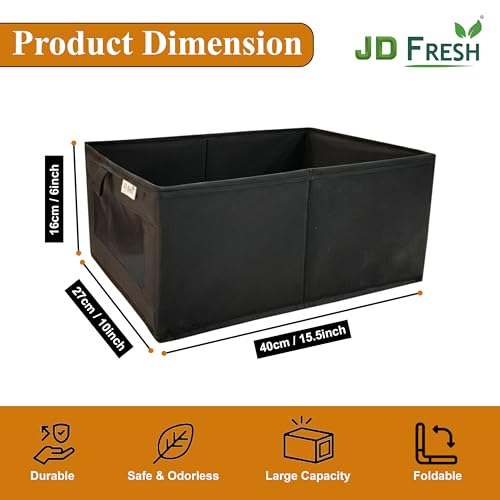 Image of JD FRESH Foldable Cloth Cover Storage Box /Wardrobe Clothes Organizer /Storage Basket /Space Saving Storage /Collapsible Clothes Organizer /Cupboard Storage Boxes for Shirts, Pants (Black Pack of 1)