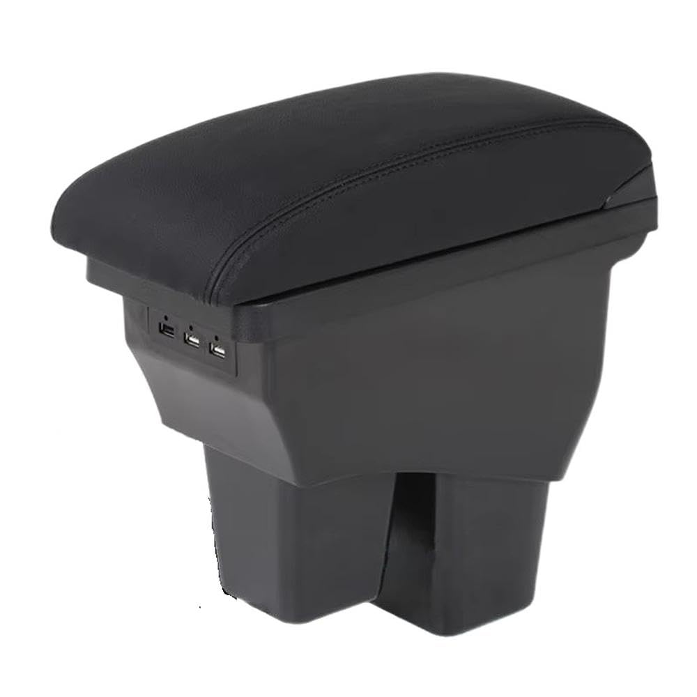 FSOZDBBPL For Jazz For Fit 2015-2020 Car Armrest Box Retrofit Parts Interior Storage Box 3USB Interior Parts(A2 Black leather)