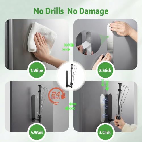 Image of KIHOGEM Magnetic Paper Towel Holder for Fridge Stainless Steel | Paper Towel Holder Magnetic with Gravity-Weighted Arm, Kitchen Paper Towel Holder with 2 Metal Plates for Wall, Cabinet, RV