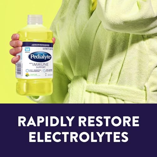 Image of Pedialyte with Immune Support Electrolyte Solution, Hydration Drink with Zinc, Selenium, and Magnesium, Lemon Lime, 1 Liter, Pack of 4