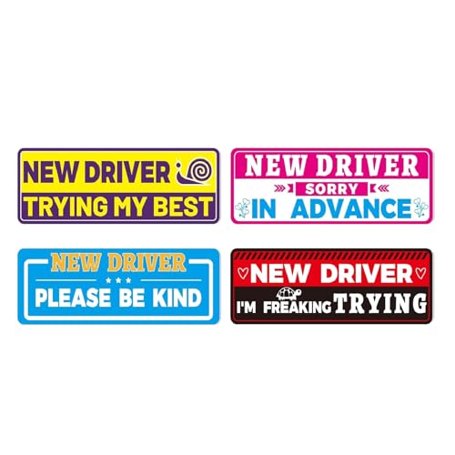 Image of 4PCS Student Driver Sticker Magnet for Car,Removable Student Driver Magnet with Reflective Design for Night Visibility,Strong Magnetic New Drivers Magnets for Car Accessories
