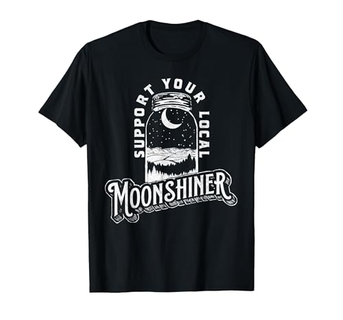Support Your Local Moonshiner Funny Moonshine Jar Vintage T-Shirt, Men, Black, 4X-Large