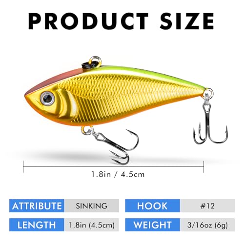 Image of TRUSCEND Easy Catch Crankbait with BKK Hooks, Shallow or Deep Diving Crank Bait Fishing Lures for Bass Pike Walleye, Unipue Wobble Design for More Bites, Vibe Lipless Crankbaits Freshwater Saltwater