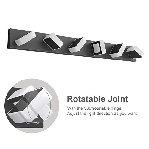 Image of Ralbay Modern Black Vanity Lights Fixtures 6 Lights Acrylic Modern LED Matte Black Vanity Lights for Bathroom