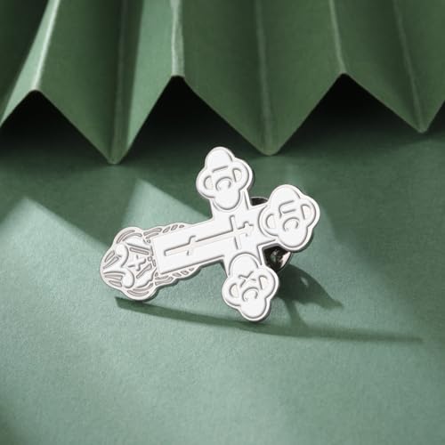 Image of TEAMER Cross Brooch Lapel Pin For Men Russian Orthodox Crucifix Eastern Church Cross Tie Pins Religious Christian Prayer Jewelry