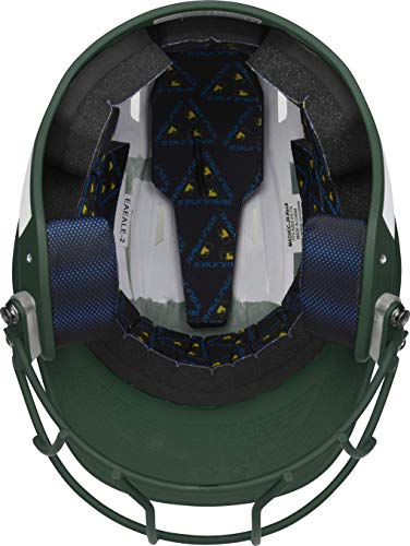 Rawlings Mach Ice Fastpitch Softball Junior Batting Helmet With Face Guard, White/Dark Green #TOP4