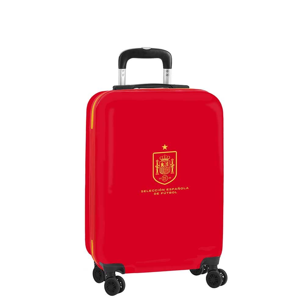 SAFTA | Maleta de Cabina 20″ Selección Española de Fútbol, ABS + PC Resistente, Ruedas Dobles 360º, Asa Telescópica 100 cm 2 Posiciones, Interior Forrado con Separador y Candado, Medidas 34,5x20x55 cm