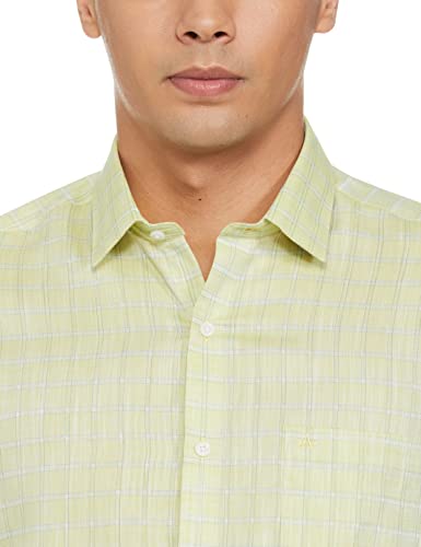 Image of Arrow Checkered Slim Fit Dobby Formal Shirt Light Green