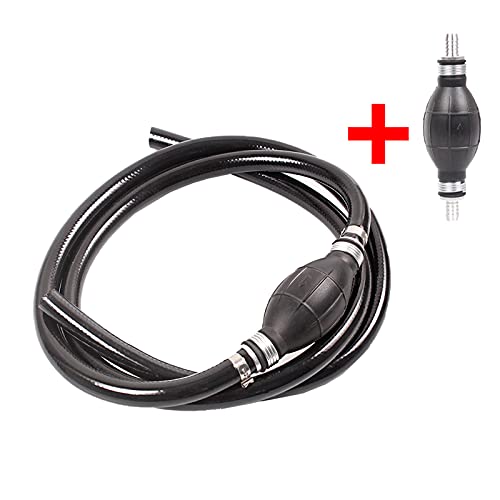Image of BARTOO Fuel Line Assembly,3 /8in Nylon Braided Marine Fuel Hose Line Assembly with Primer Bulb for Marine Outboard Boat Motor RVs Tractors and Caravans,6FT