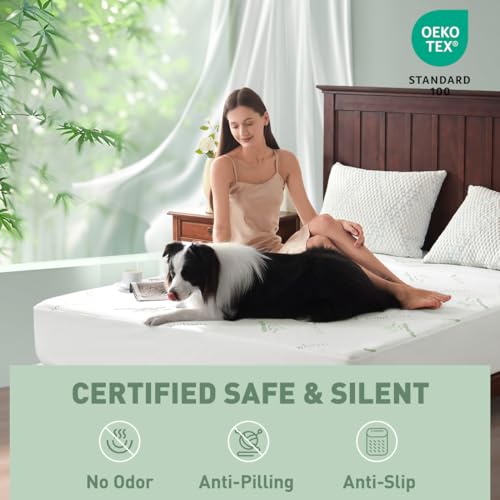 Image of Cooling Queen Mattress Protector-100% Waterproof & Noiseless Rayon Fiber Mattress Cover (60 inch x 80 inch) Size Bed Soft, Breathable, Guards Against Spills Matterss Pad - Pockets Up to 21″
