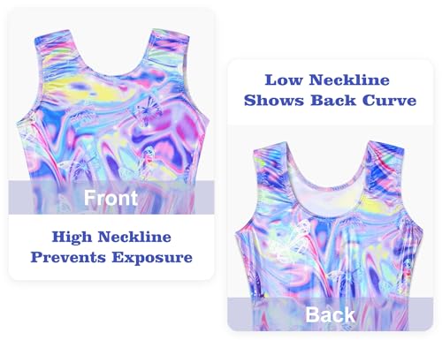 Domusgo Gymnastics Leotards for Girls Sparkly One Piece Sleeveless Tumbling Colorful Butterfly Unitards Size 6-7 Years - Thumbnail 3