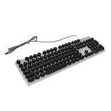 Teclado Mecánico para Jugar, Teclado Redondo, Interfaz USB, de Ordenador RBG Ajustable, 104 Teclas para el Hogar (Black)