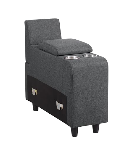 YOPTO 127\" L-Shaped Sectional Couch with Movable Ottoman & 6 Throw Pillows,7 Seat Chenille Upholstered Sofa W/2 Cup Holders,USB Port & Hidden Storage Box,DIY Combination,for Living Room,Apartment,Gray