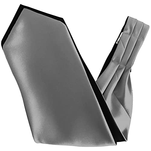 Cravate Ascot gris ardoise en satin de soie d'exception pour élégance formelle masculine