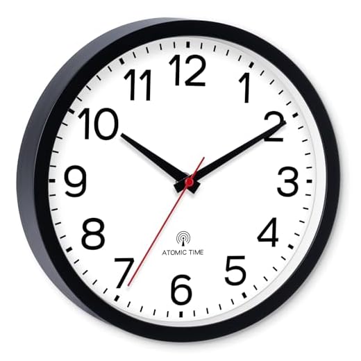 AKCISOT Atomic 10 Inch Wall Clock Analog Clocks for Indoor Kitchen, Battery Operated Clock for Bedroom Office Classroom Living Room(Black)