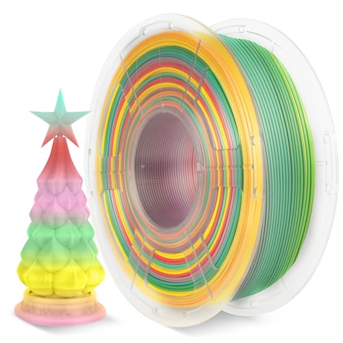 Image of SUNLU PLA Rainbow Filament, Multicolor 3D Printer Filament, Smooth Color Change, Color Change Each 8 Meters, Suitable for Christmas Decoration, 1kg 330 Meters, PLA Rainbow (Red-Pink-Green-Yellow)