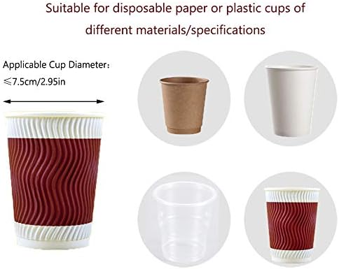 Water Cup Dispenser Wall Mounted One Touch Button Cup Dispenser Anti-dust Plastic Holder for Paper Plastic Cups Biodegradable Paper Cones 7.5cm 50 Cups (Black)