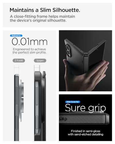 Image of Spigen Slim Armor Pro MagFit Case for Samsung Galaxy Z Fold 8, Black | Magsafe, Hinge Protection, Slim Fit, Wireless Charging, Thermoplastic Polyurethane, Poly Carbonate, Matte