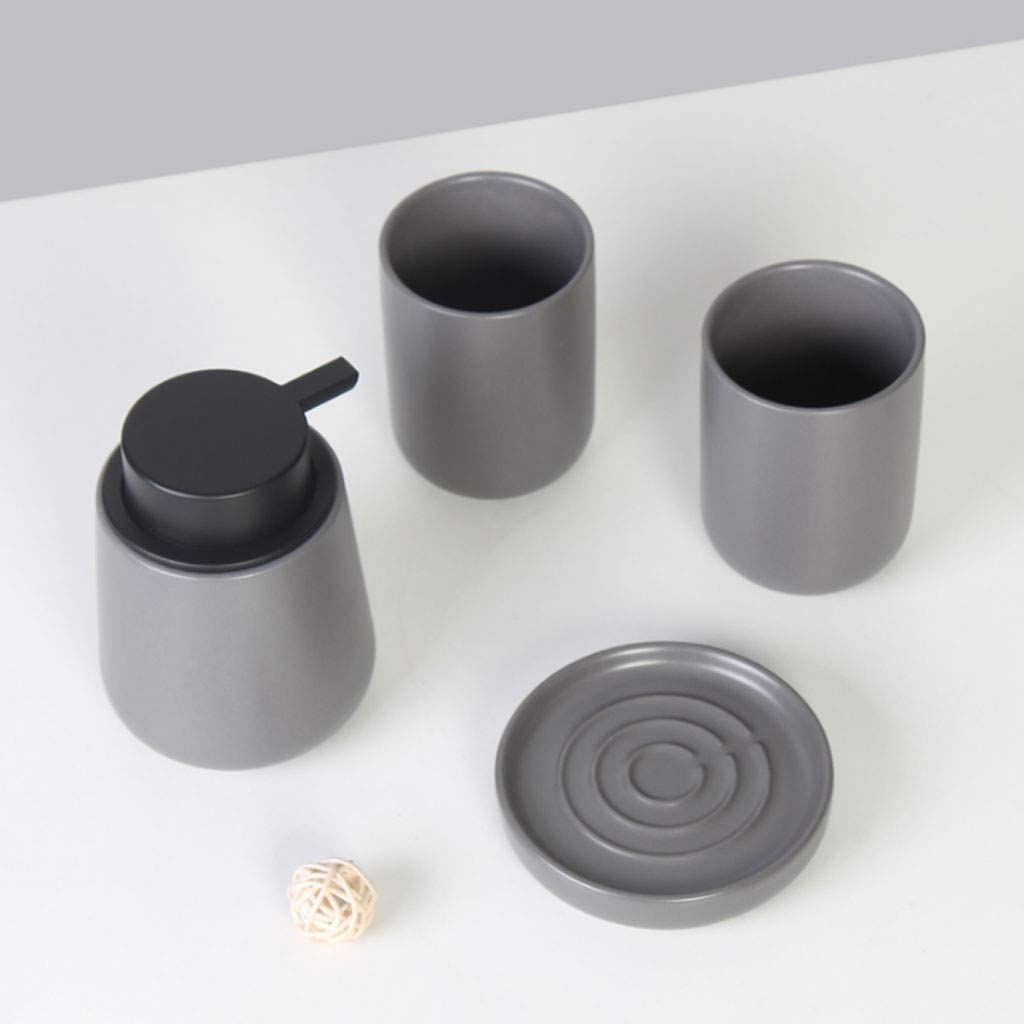 Dozownik do balsamu, zestawy akcesoriów łazienkowych dozowników, 4-częściowy szary zestaw ceramicznych Nordic, akcesoria łazienkowe, mydło, kubek płukania ust, naczynie, dekoracja mieszkania