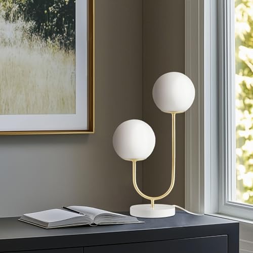 Lámpara de mesa 510 DESIGN moderna dual luz 20" oro/blanco miniatura 2
