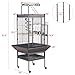 Yaheetech 61-inch Playtop Wrought Iron Large Parrot Bird Cages with Rolling Stand for Cockatiels Amazon Parrot Quaker Conure Parakeet Lovebird Finch Canary Small Medium Parrot Cage Birdcage, Black