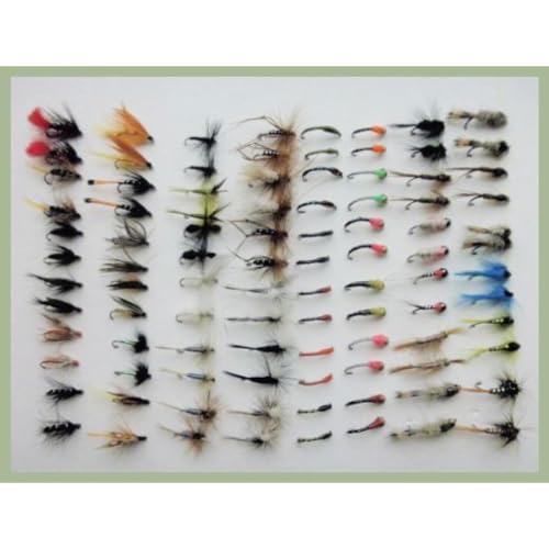 96 BARBLESS Fly Bumper Pack Trout Flies - Wets, Dries, Nymphs, Buzzers Goldheads, Mixed Sizes