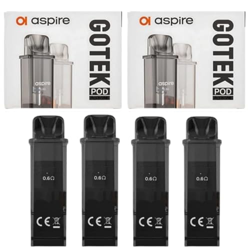 4 x Genuine GoteK X 4.5 Replacement Pods with a 0.8 Ohm Built-in Coil Compatable for Aspire GoteK X Kits 2 Packs - 4 Pcs