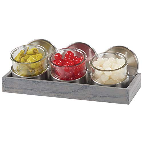 Ashwood Collection – Mixology Display – 14.25W x 6D x 5H, Oak, Gray-Washed, with Jars, Lids, and Cooling Pucks