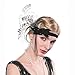 Produktbild Anglacesmade 1920er Jahre Flapper Pfau Feder Stirnband Perlen Blume Kristall Quaste Great Gatsby Kopfschmuck mit Pailletten Elastische Kopfkette Abschlussball Party Festival Haarschmuck für Frauen und Mädchen