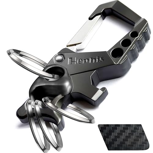 Image of Hephis Skull Heavy Duty Key Chain,Car Emergency Escape Tool, Seat belt Cutter,Bottle Opener,Carabiner Car Key Chains