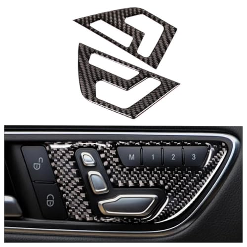 Image of Compatible with Mercedes Benz CLA GLA 250A Class 2015-2019 Carbon Fiber Seat Button Cover Decal Car Interior Accessories
