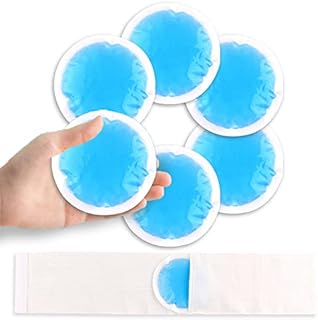 NEWGO Small Ice Packs for Injuries Reusable, 6 Pack Gel Cold Packs Round Hot Cold Compress with Cloth Backing & Sleeve for Pain Relief, Wisdom Teeth, Breastfeeding, Tired Eyes, Face, Headaches