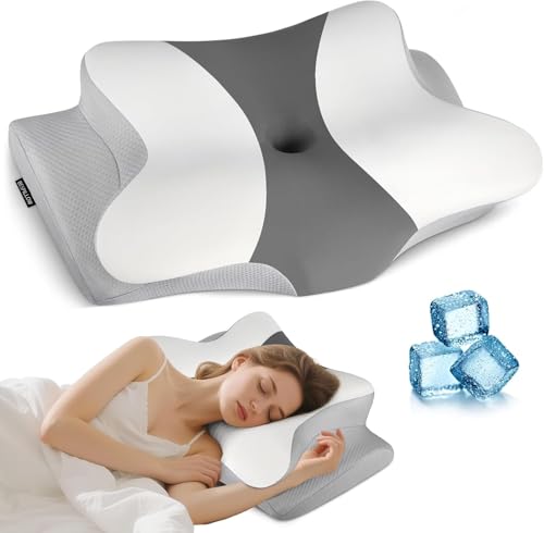 Cervical Neck Pillow for Pain Relief - Ergonomic Side Sleeper Pillow for Neck Support Cooling Cervical Pillow for Sleeping Contour Orthopedic Memory Foam Pillows for Back Stomach Sleepers