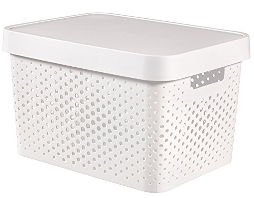 Curver 04742-N23-00 Boîte Infinité avec Couvercle/Dot Pattern, Plastique, Blanc, 35 x 25 x 10 cm