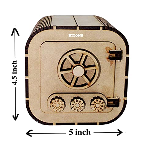 BITONA� Traditional Style Wooden Locker Piggy Bank with Password for Kids and Adults - Image 3