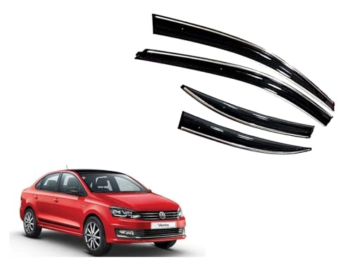 Image of CAR SAAZ Chrome Line Door Visor for Vento (2020-2022)(Set of 4Pcs) | Rain Guard | Wind Deflector