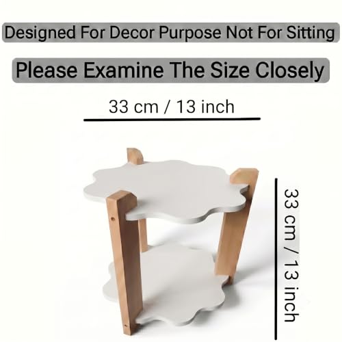 Image of Modern Flower Side Table, Home Decor for Living Room, Bed Side Tables for Bed Room, stools for Home, Furniture for Home, 2-Tier Beige Shelves