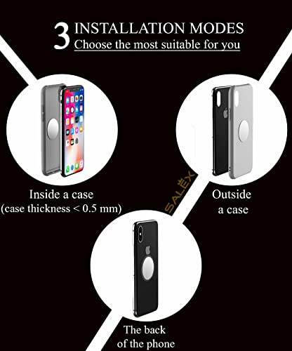 Salex Magnetic Car Mount, 5 Pack. 5 Black Flat Cell Phone Holders. Mobile Phone Holder For Dashboard, Wall, Windshield, Mirror, Desk. Universal Magnet Set For Gps, Tablets And Smartphones Up To 7". #TOP3