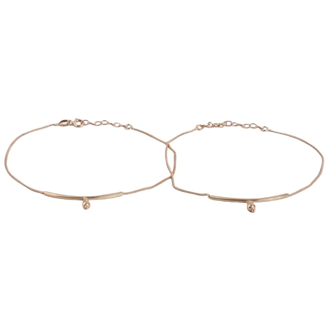zavya 925 Sterling Silver Modest Drop Rose Gold Plating Hanging charm anklet (Pair) | Gift for Women & Girls | With Certificate of Authenticity & 925 Stamp-picture-13
