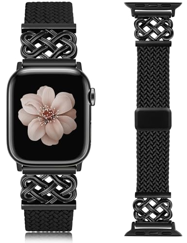 Image of TOYOUTHS Braided Magnetic Band Compatible with Apple Watch Bands 38 /40 /41 /42 /44 /45 /46 /49mm Women Men, Dressy Celtic Metal Stretchy Elastic Strap for iWatch Series 11 10 9 8 7 6 5 4 SE /Ultra 3 2 1