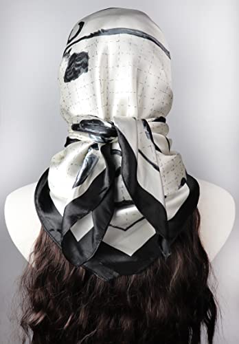Image of Women's 35 inch Satin Square Silk Like Hair Scarves and Wraps Headscarf for Sleeping | Silk Feel Neckerchief, Hair Scarf, Fashion Bandana, Headscarf, Headband, Hair Wrap Sleeping, Daily Fashion Styling
